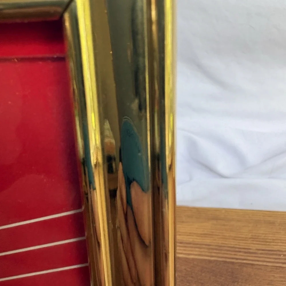 Lot of 2 Solid Brass Photo Frames 5x7 & 3.5x5 Hand Polished Lacquer Coated